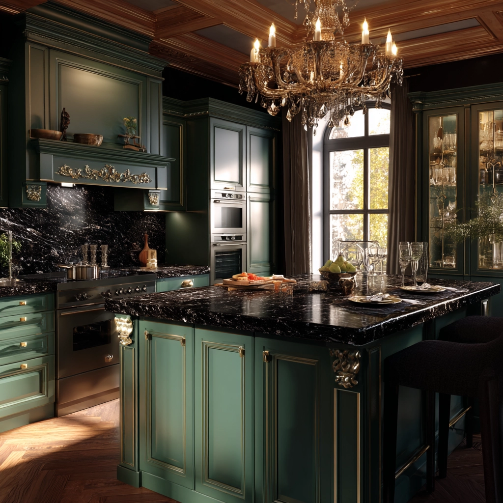 emerald green kitchen cabinets 46