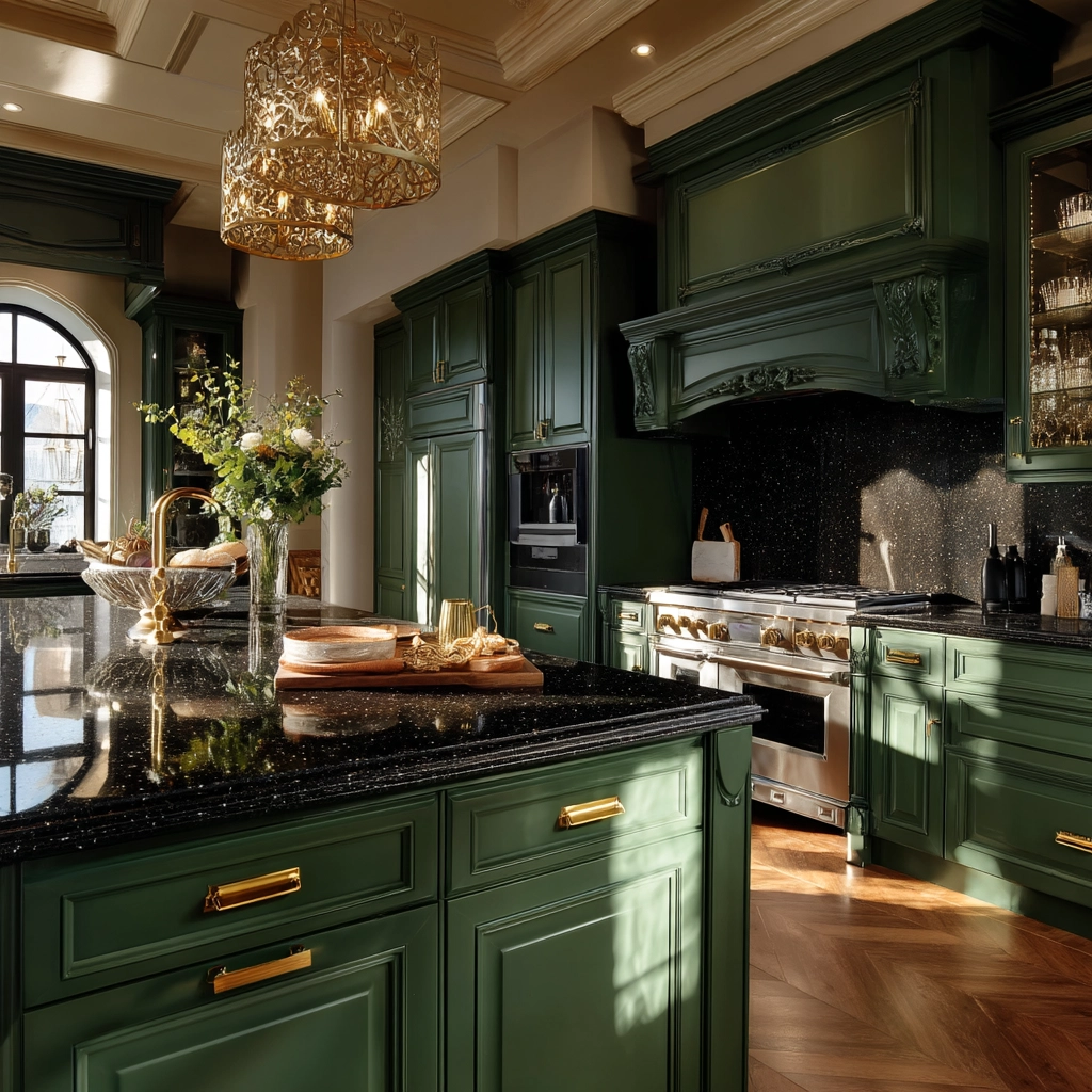 emerald green kitchen cabinets 48