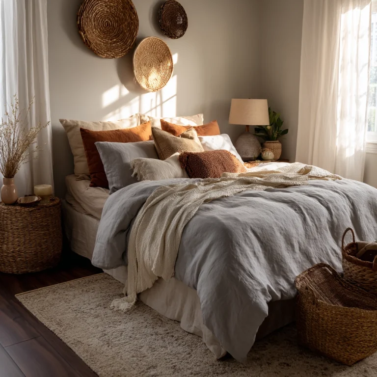 gray boho bedroom 1