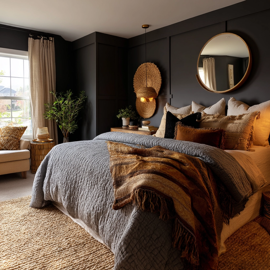 gray boho bedroom 19