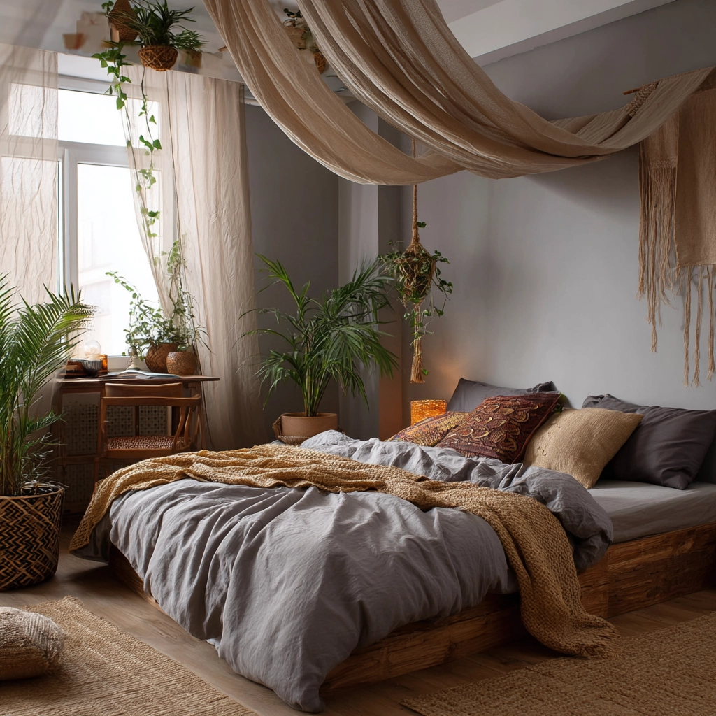 gray boho bedroom 31