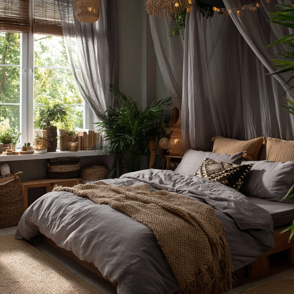 gray boho bedroom 32