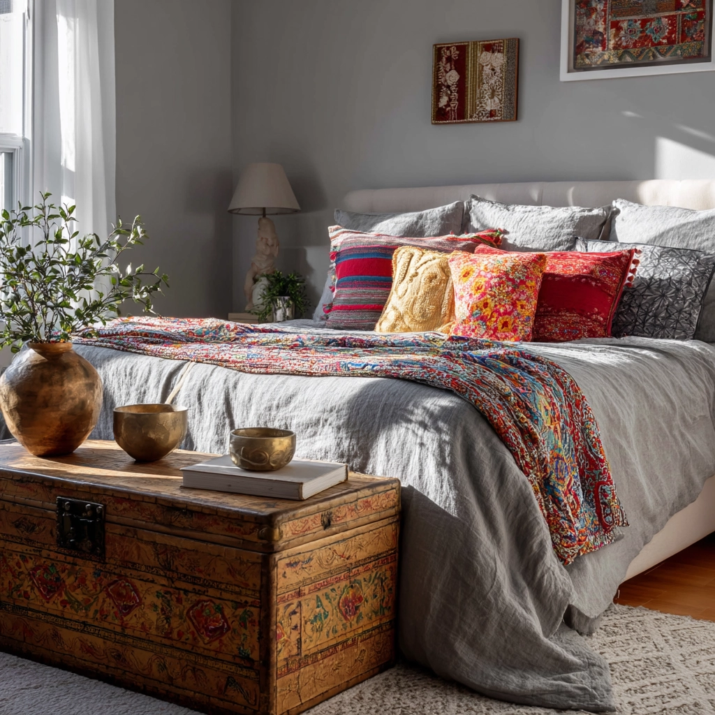 gray boho bedroom 35