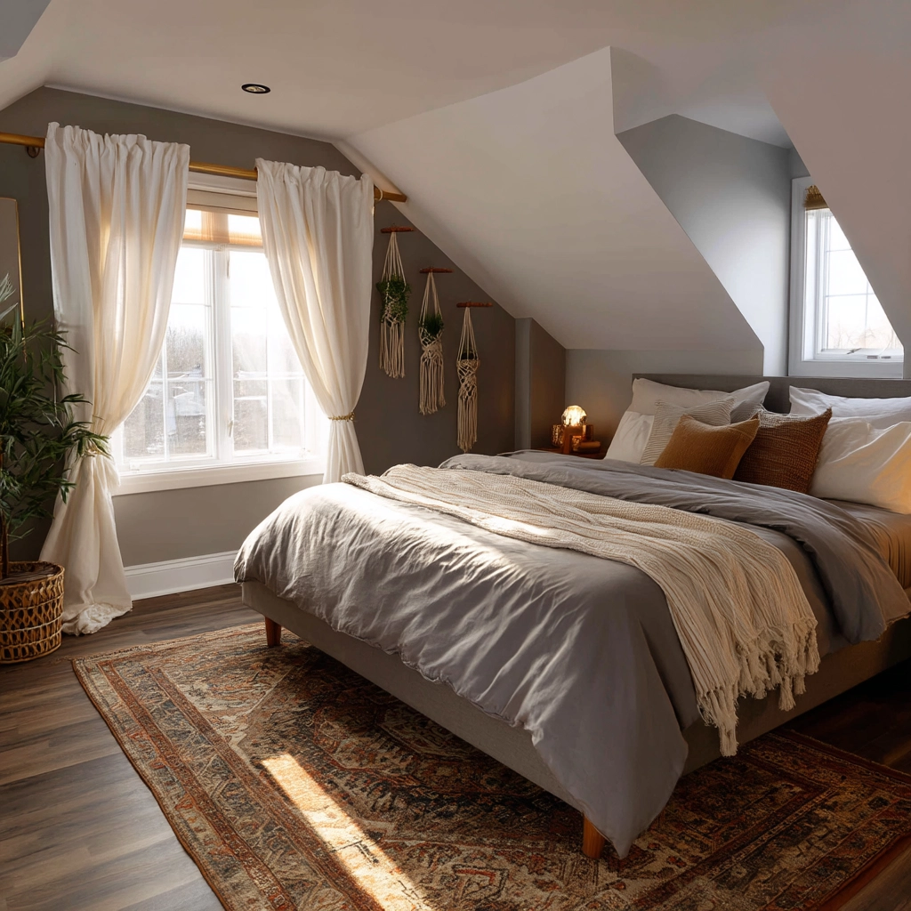 gray boho bedroom 37