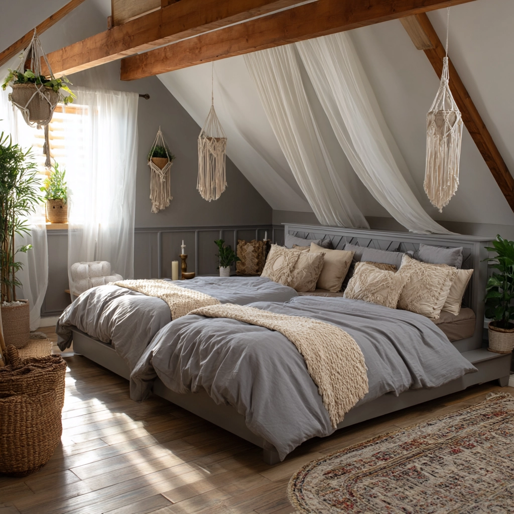 gray boho bedroom 38