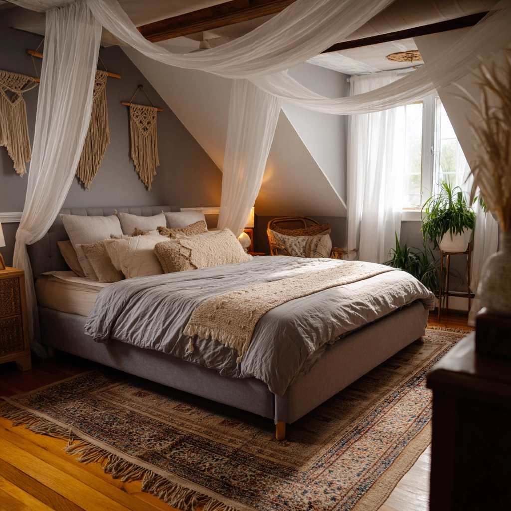 gray boho bedroom 39