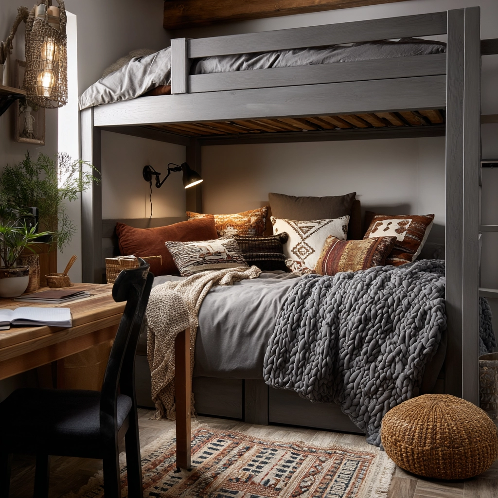 gray boho bedroom 41