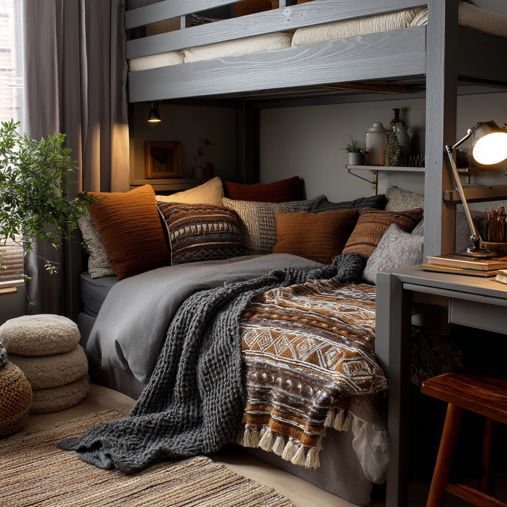 gray boho bedroom 42