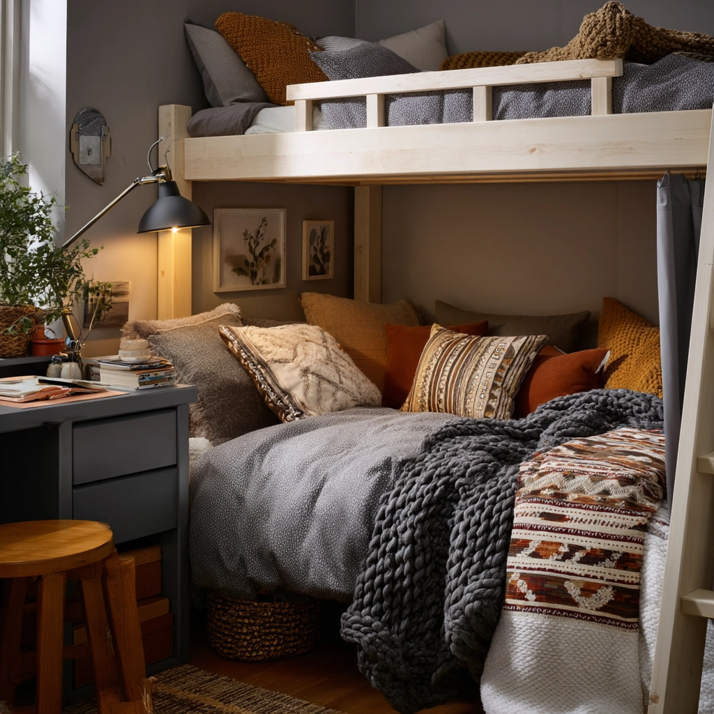 gray boho bedroom 43