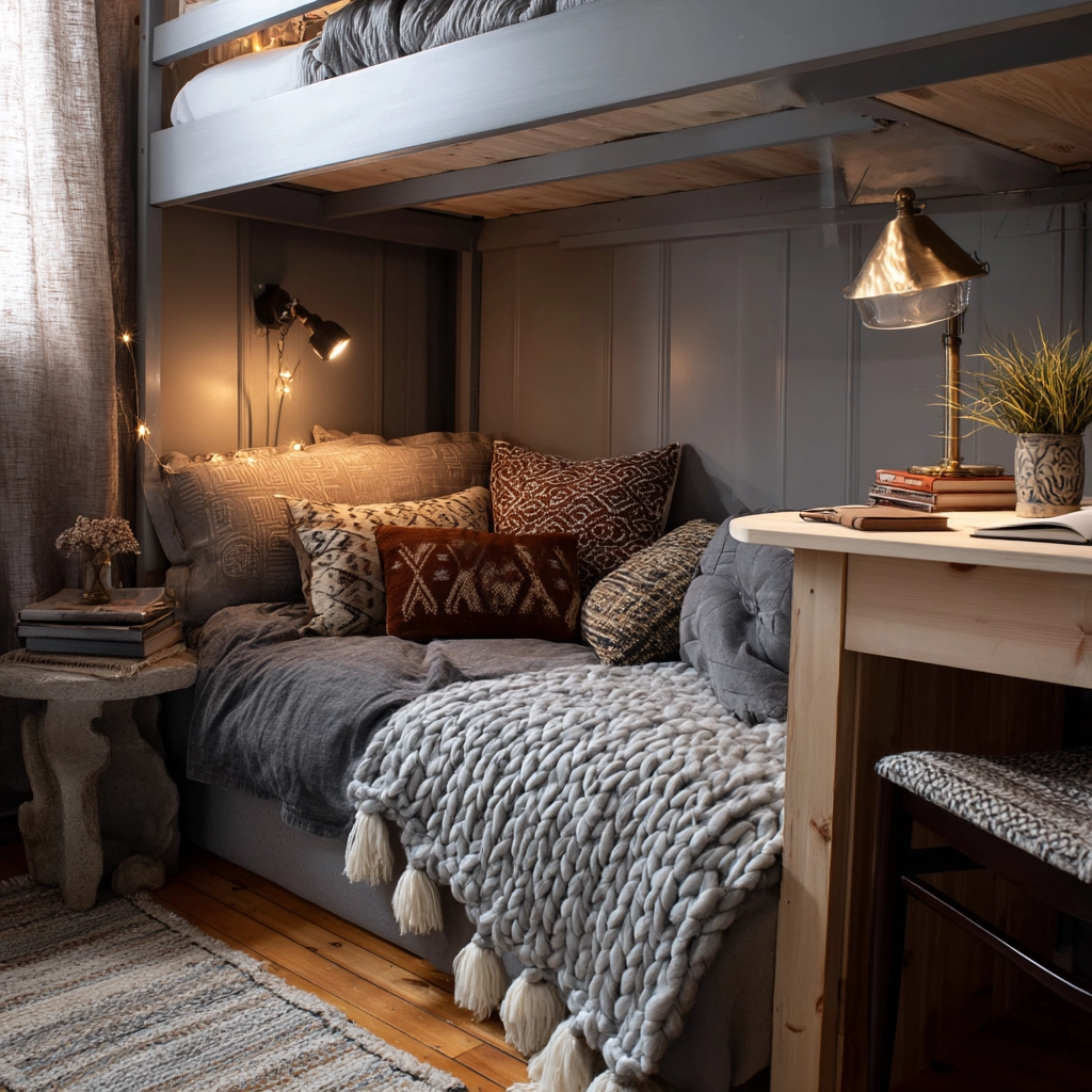 gray boho bedroom 44
