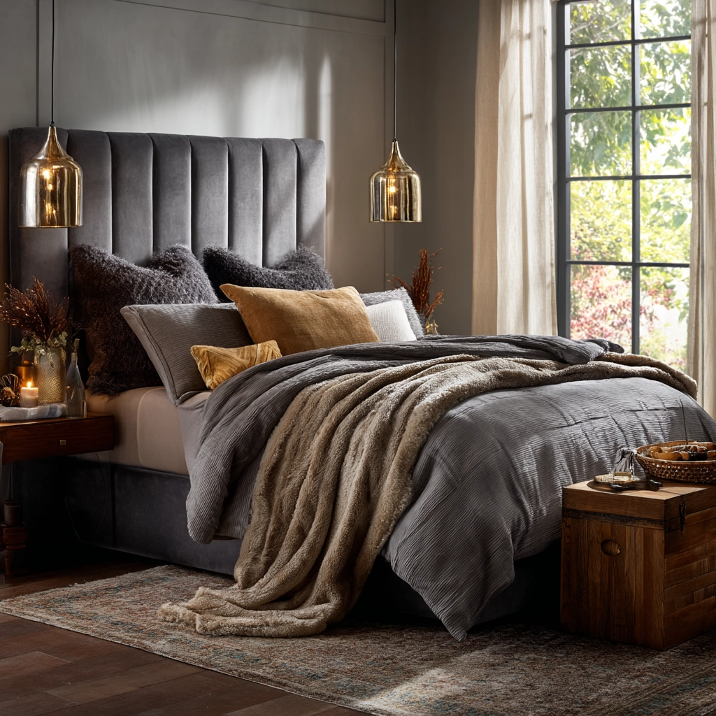gray boho bedroom 48