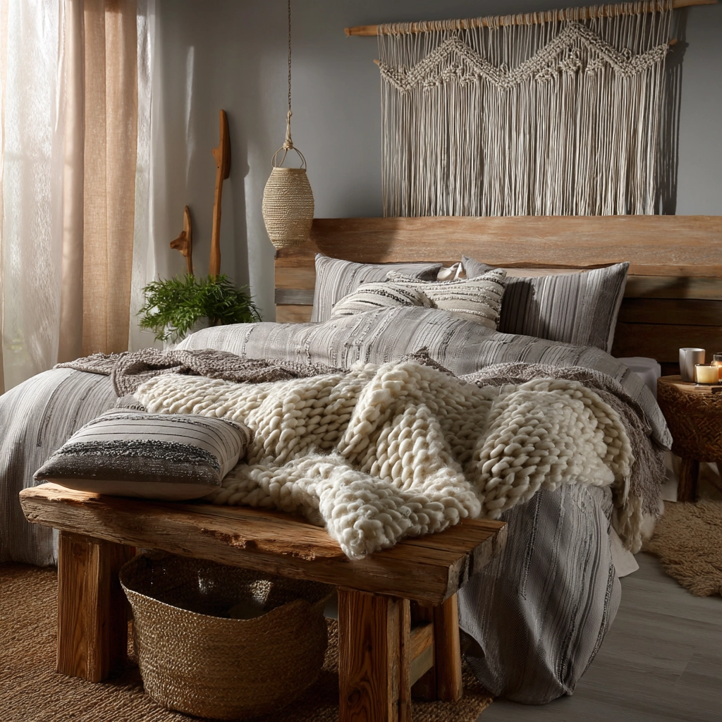 gray boho bedroom 5