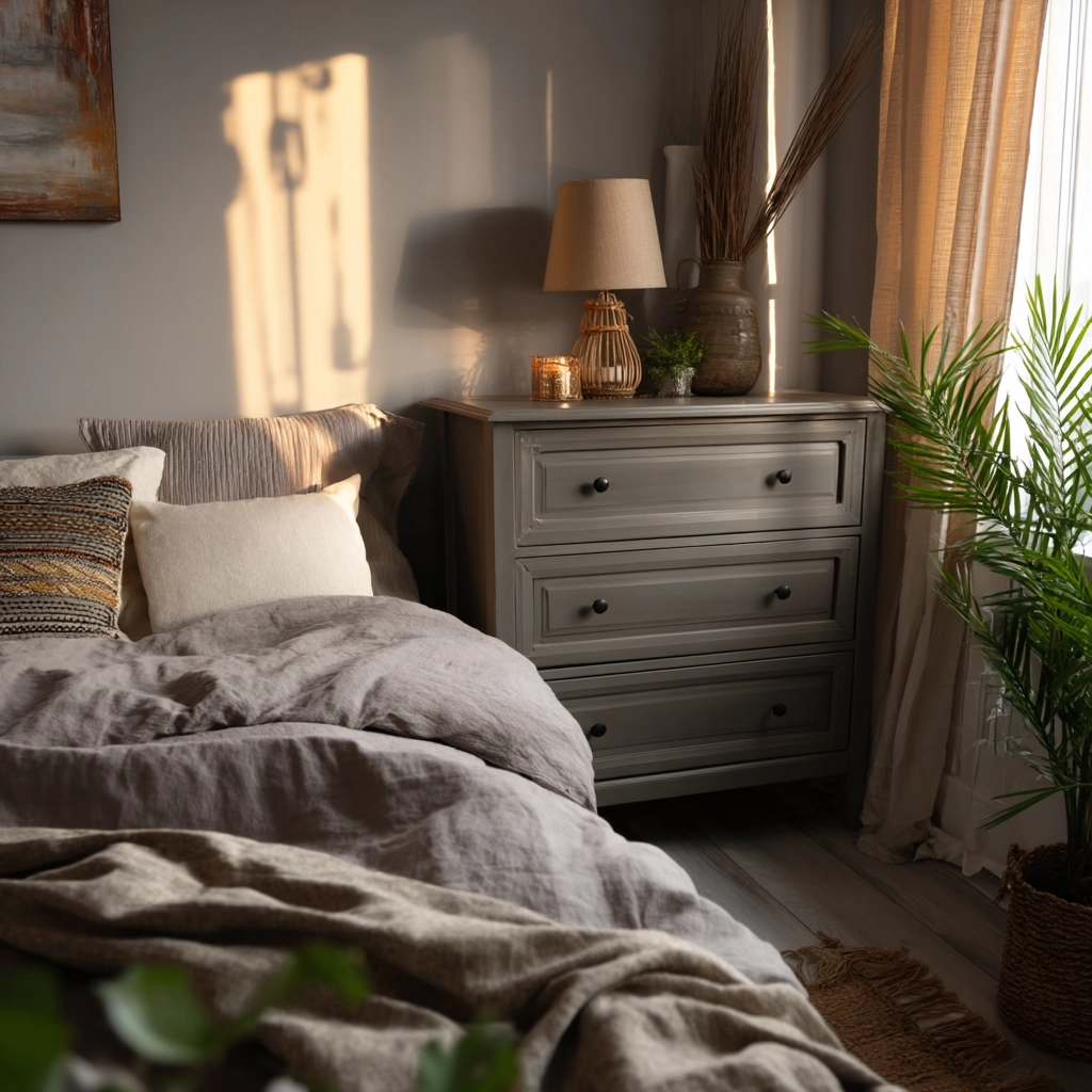 gray boho bedroom 53