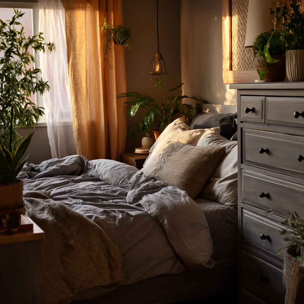 gray boho bedroom 54