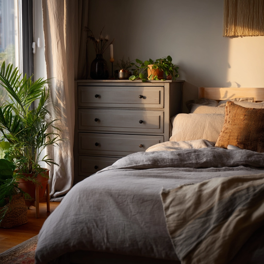 gray boho bedroom 56