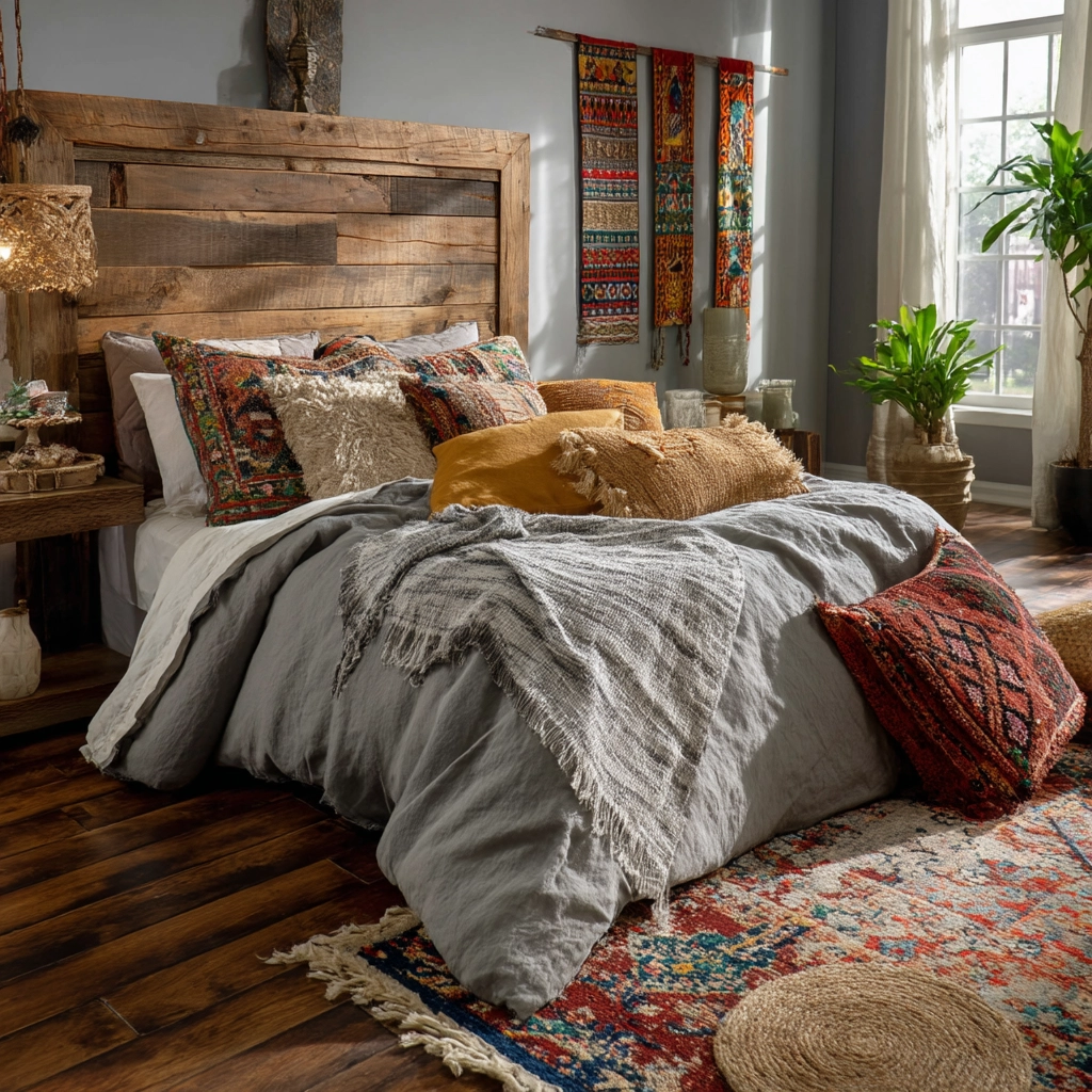 gray boho bedroom 58