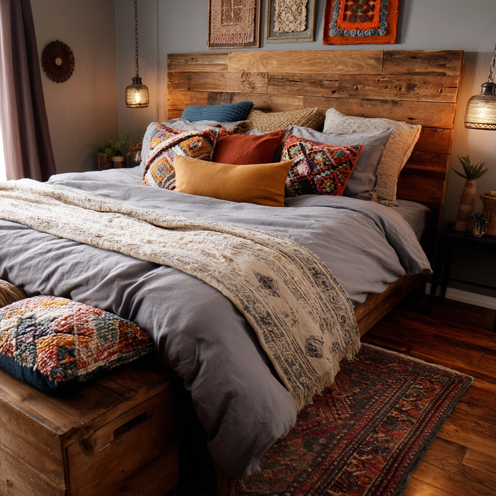 gray boho bedroom 59