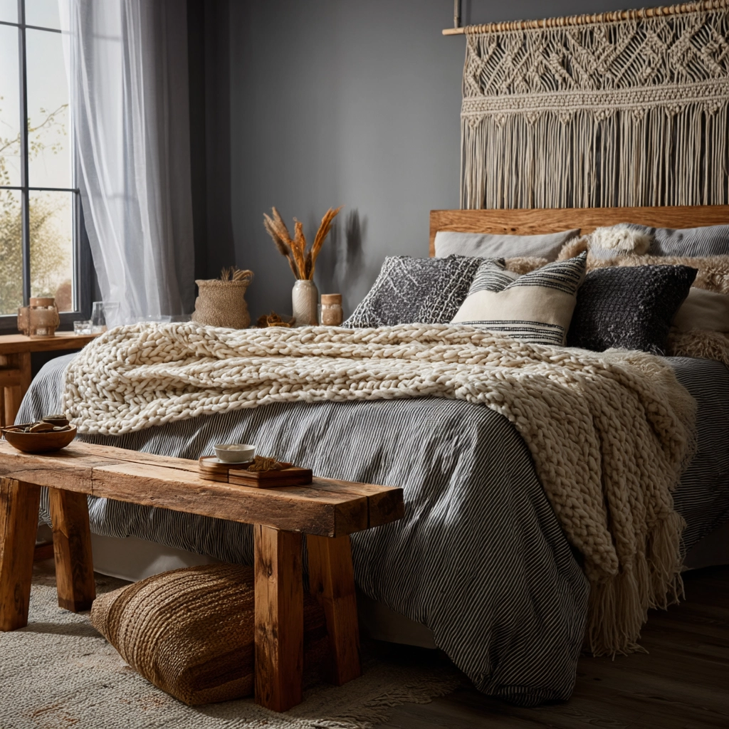 gray boho bedroom 7