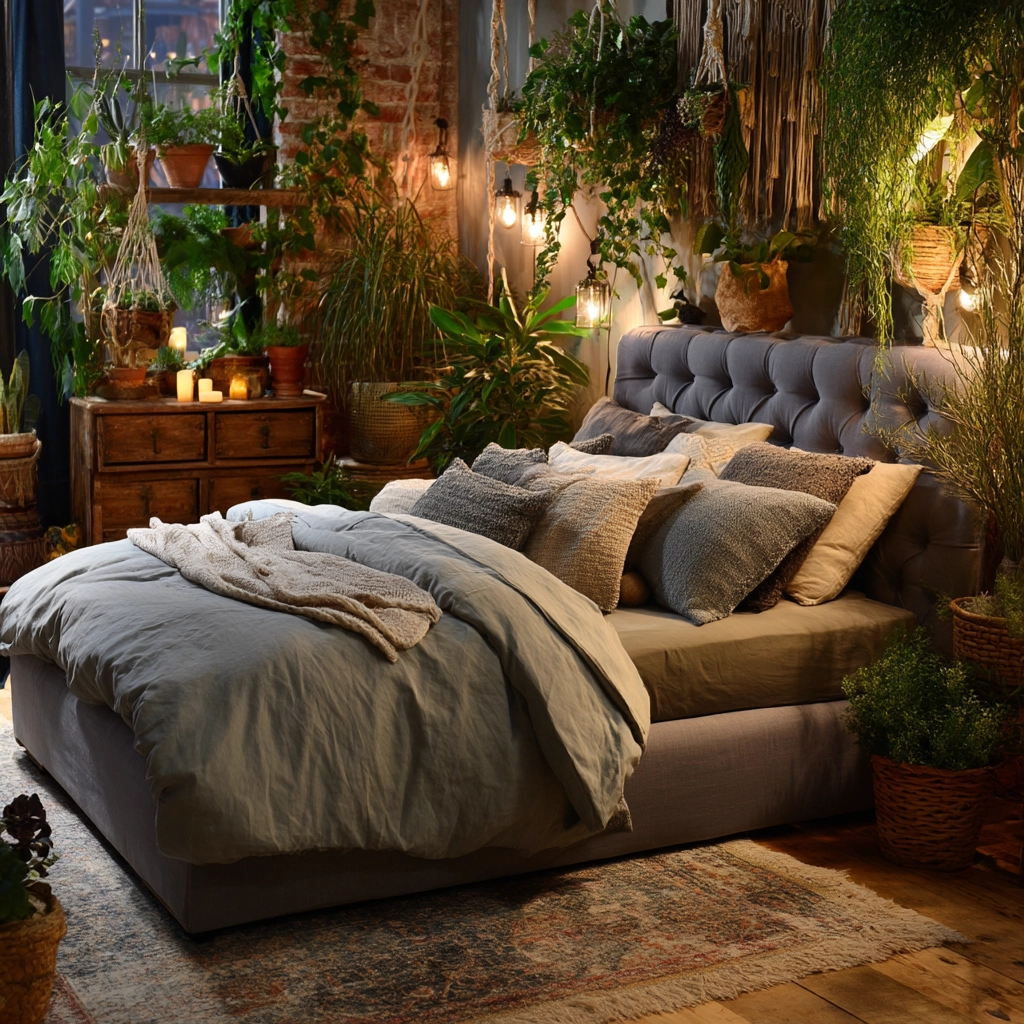 gray boho bedroom 9