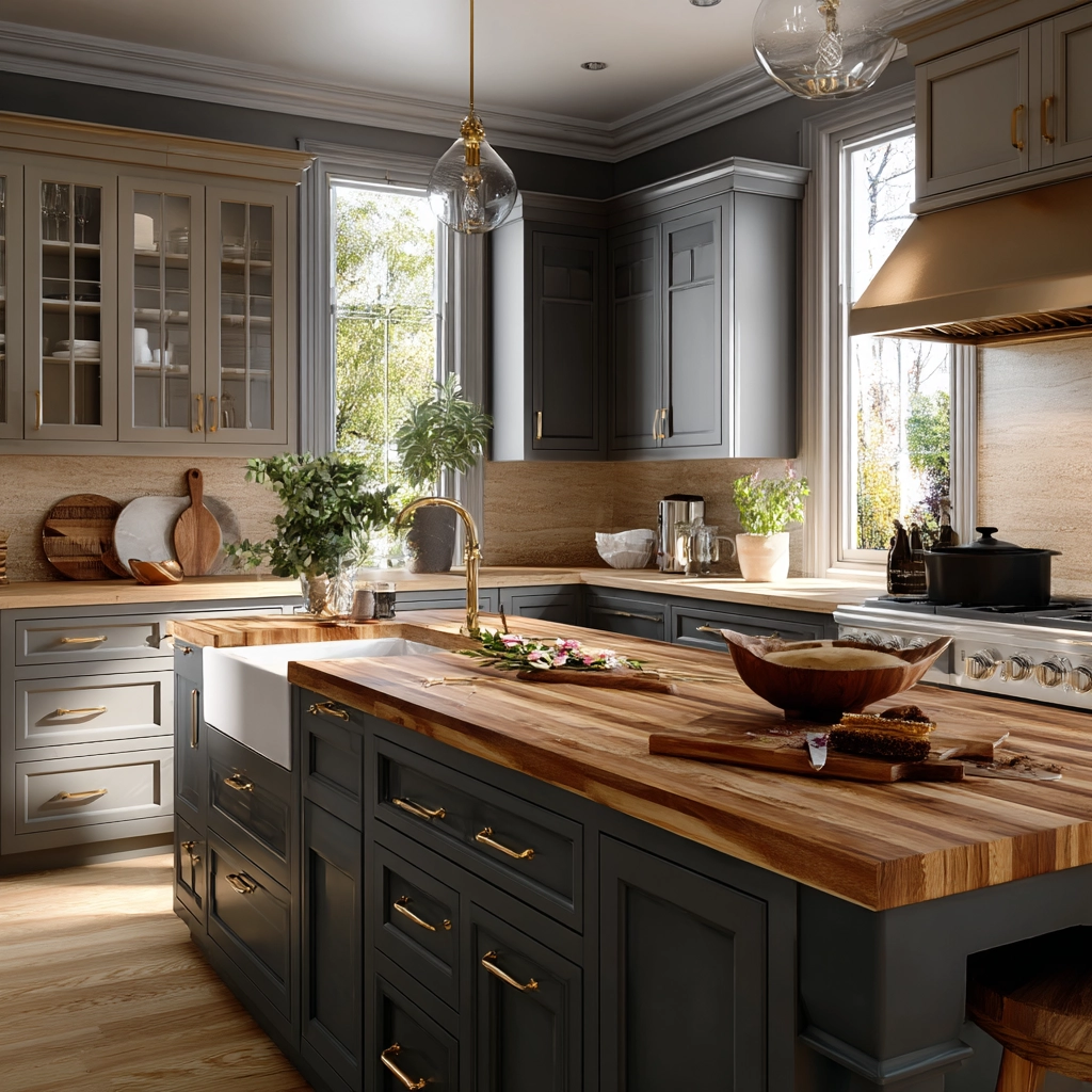 gray kitchen cabinets 55