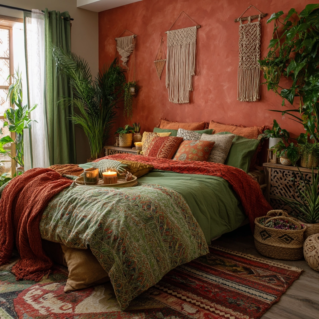 green and terracotta bedroom 10