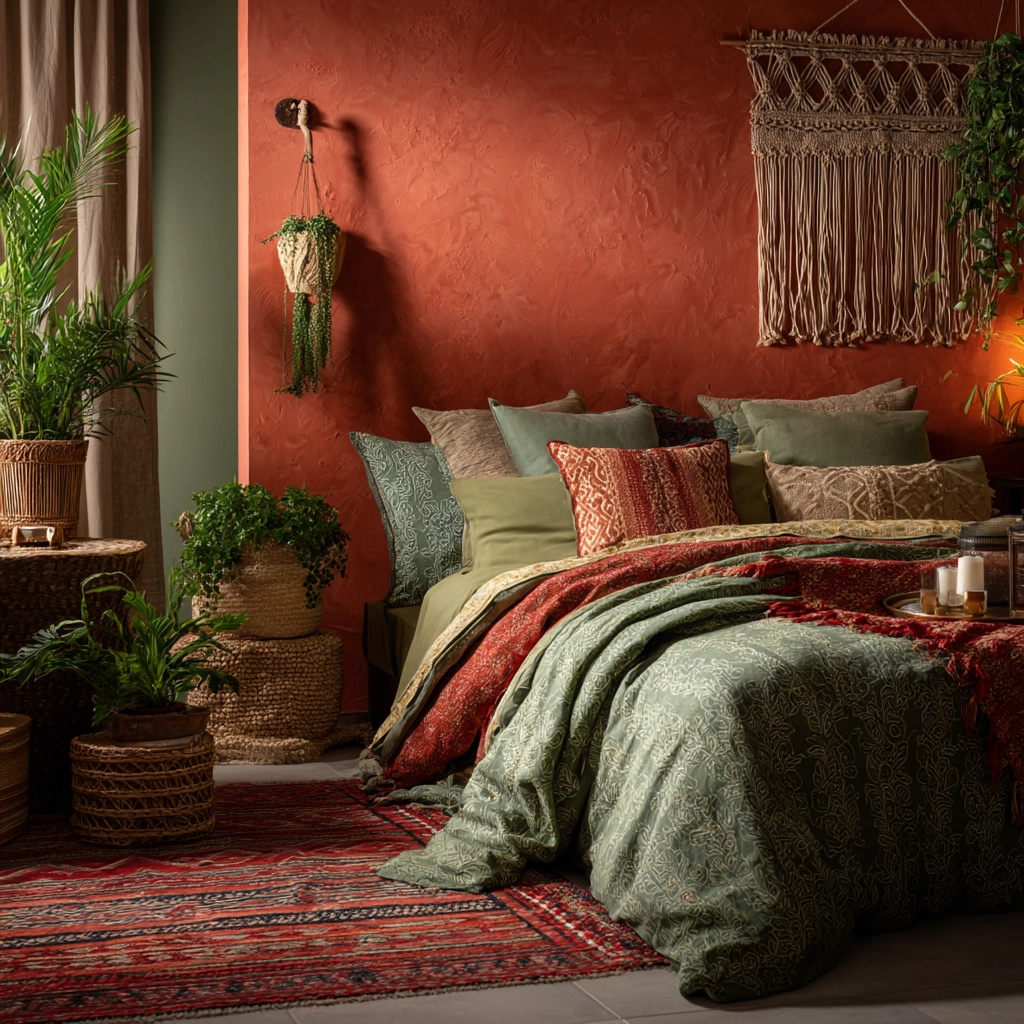 green and terracotta bedroom 11