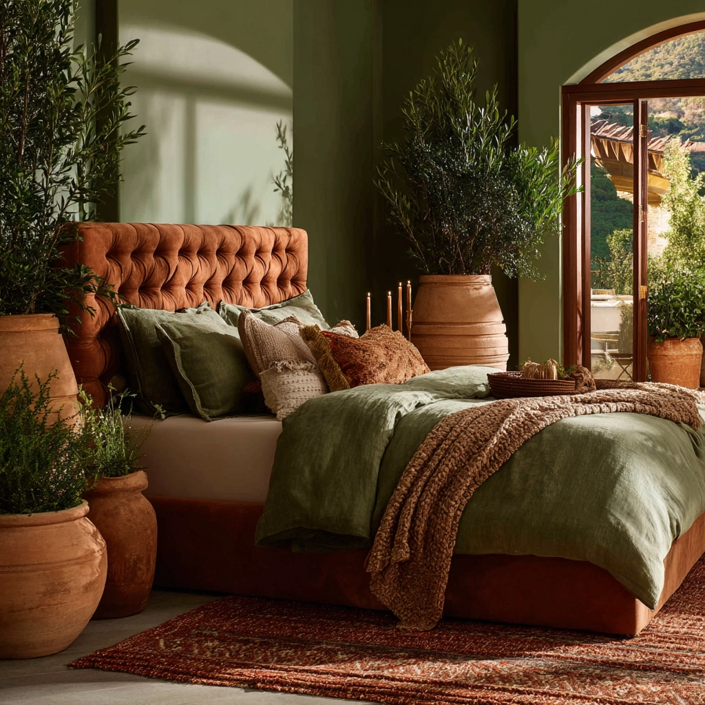 green and terracotta bedroom 22