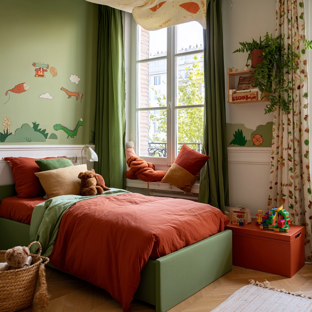 green and terracotta bedroom 28
