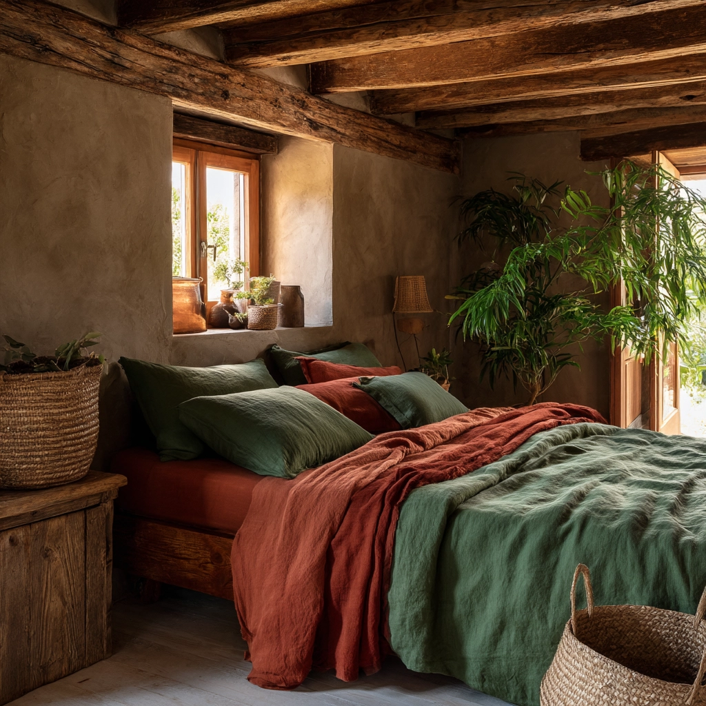 green and terracotta bedroom 29