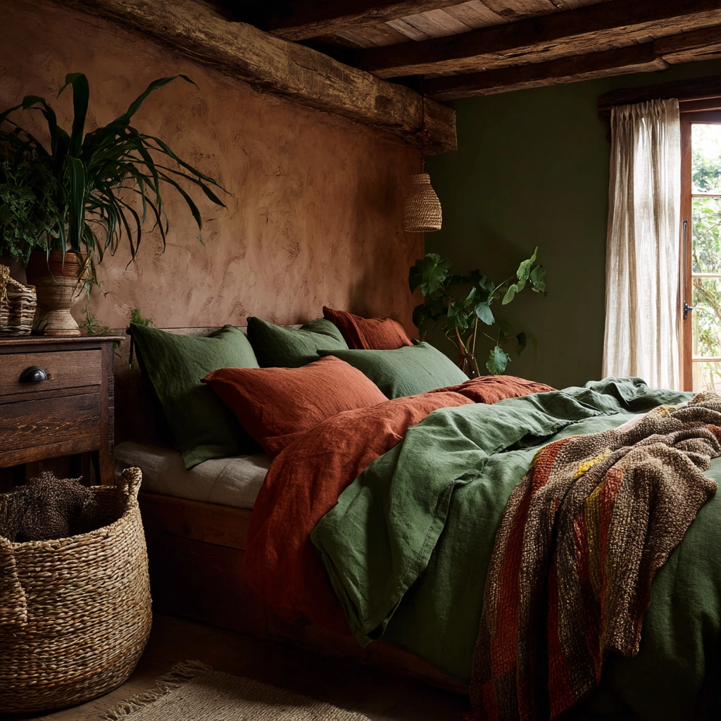 green and terracotta bedroom 31