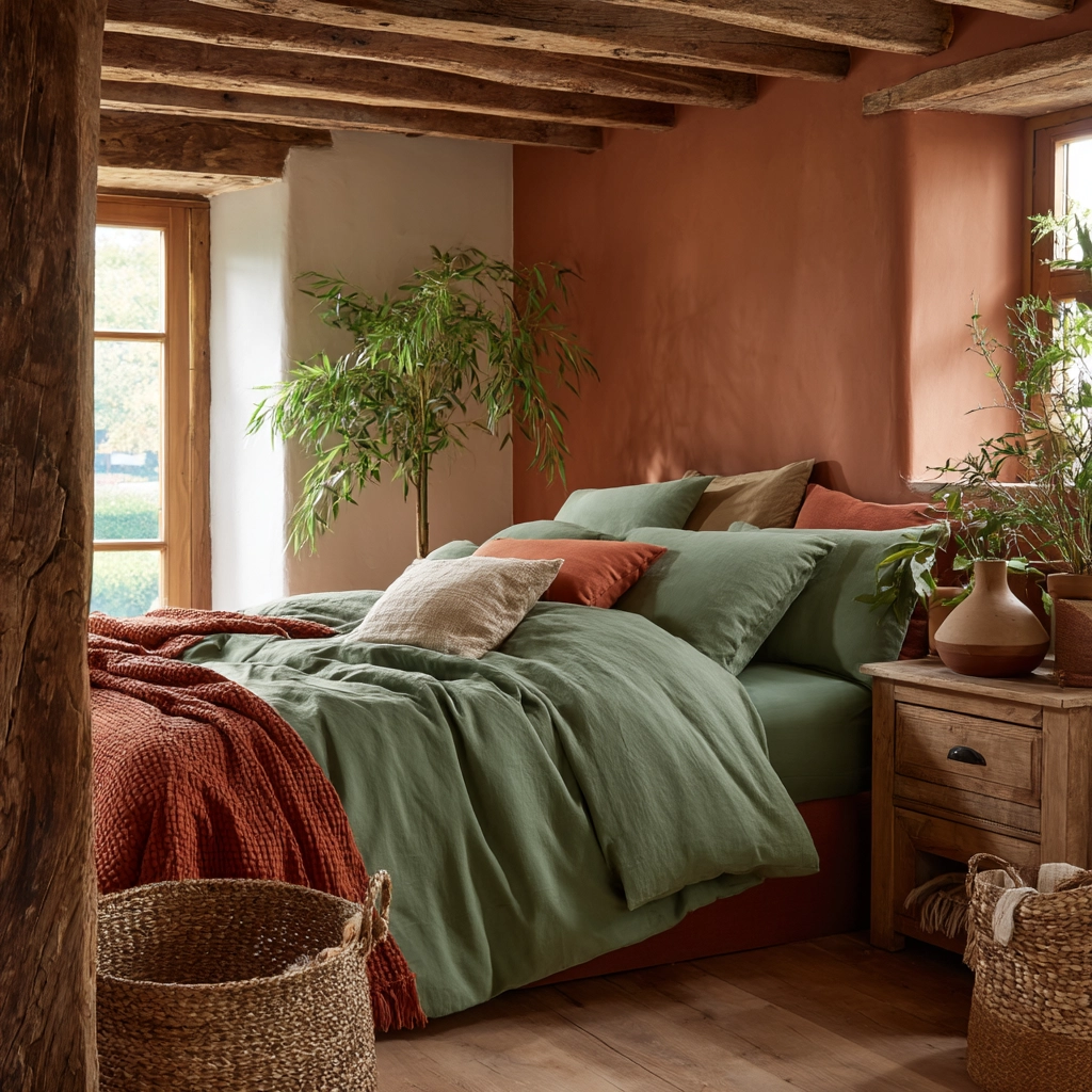 green and terracotta bedroom 32
