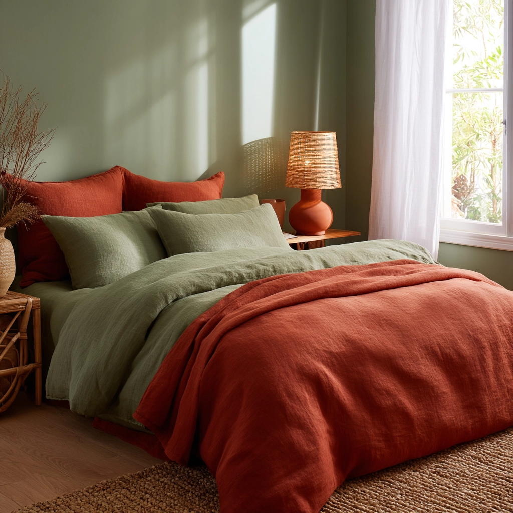 green and terracotta bedroom 4