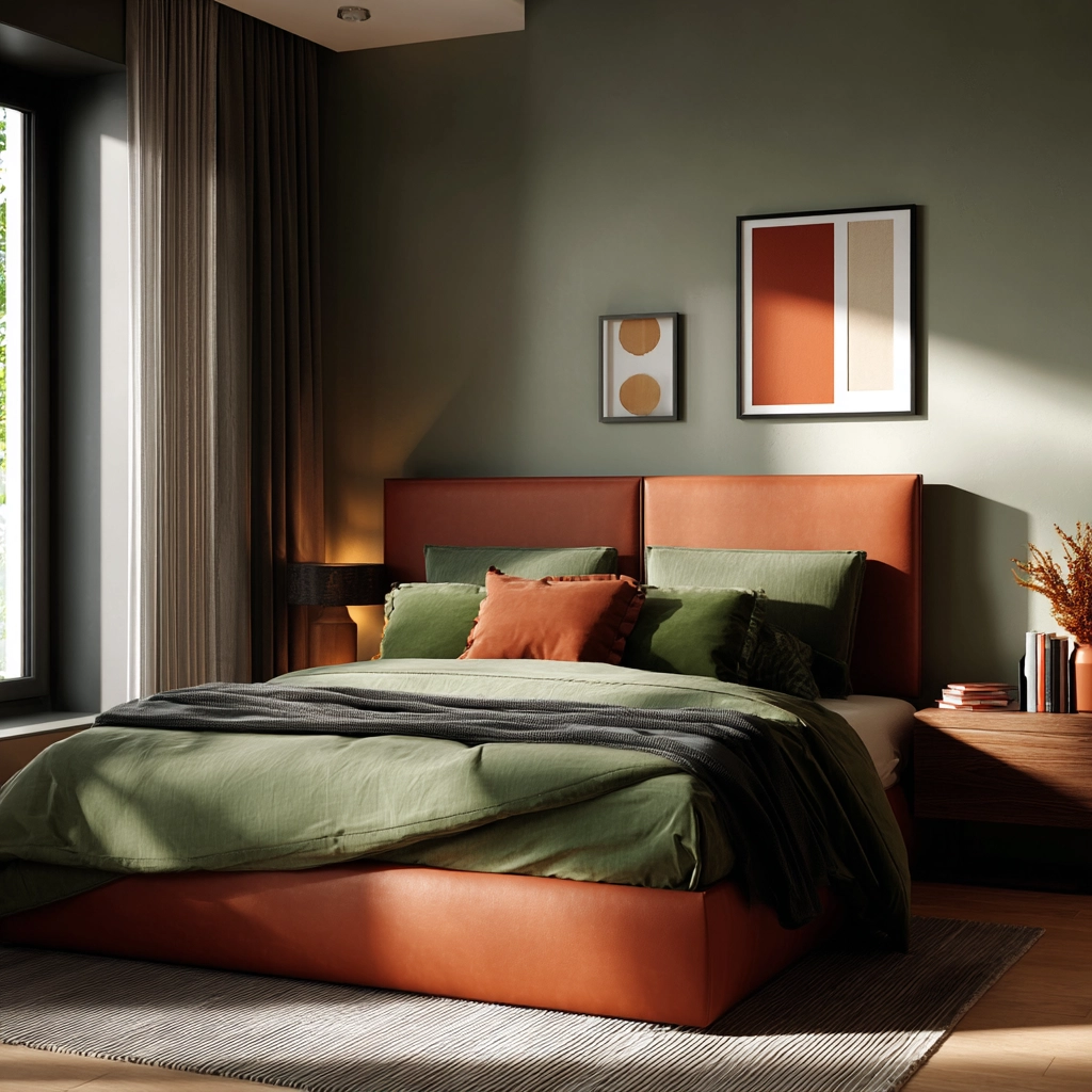 green and terracotta bedroom 42