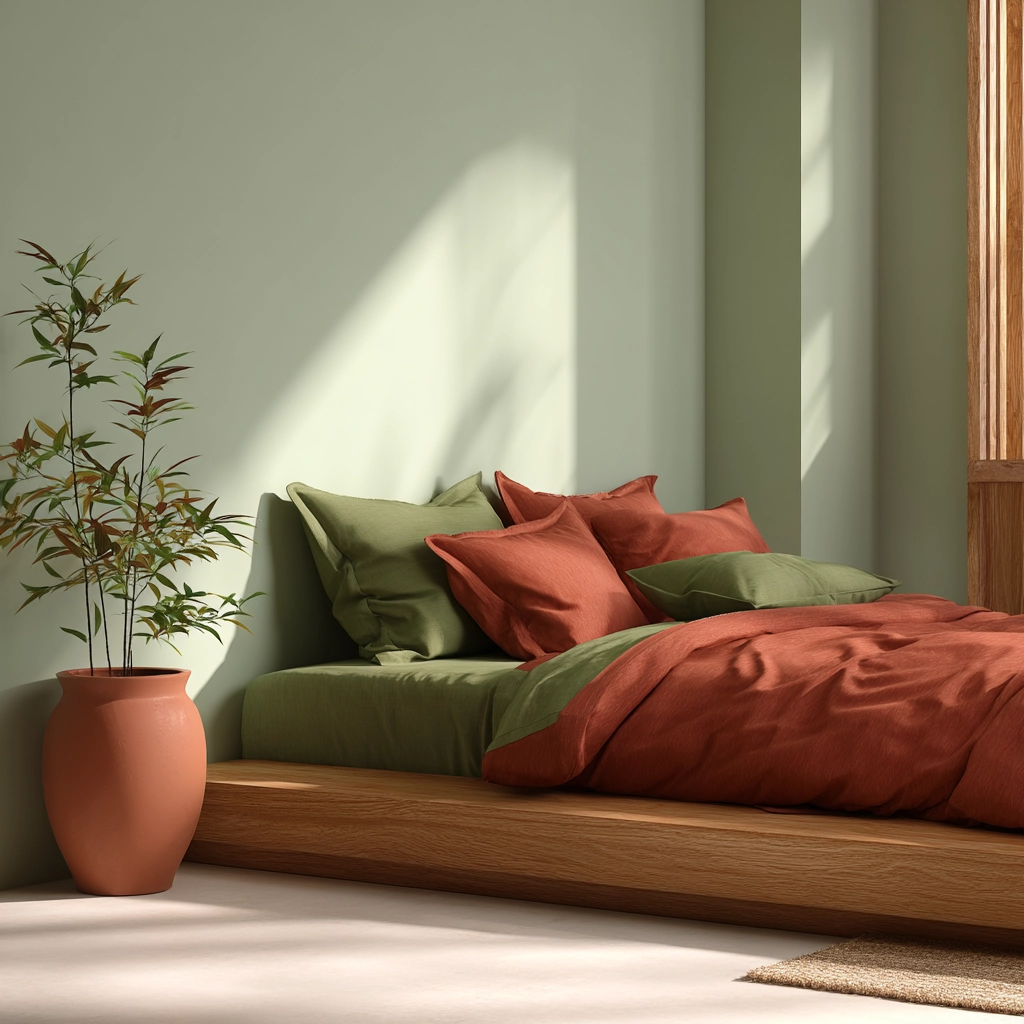 green and terracotta bedroom 51