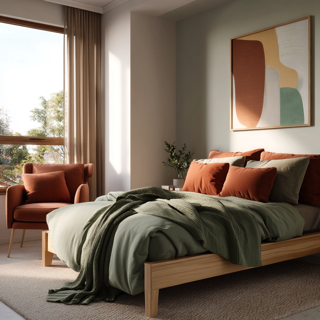 green and terracotta bedroom 7