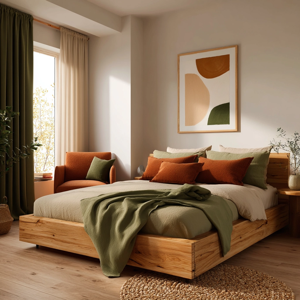 green and terracotta bedroom 8