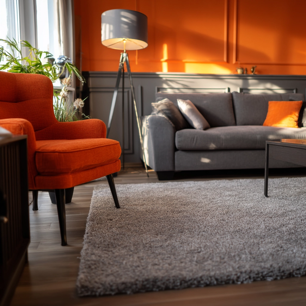 grey and orange living room 21