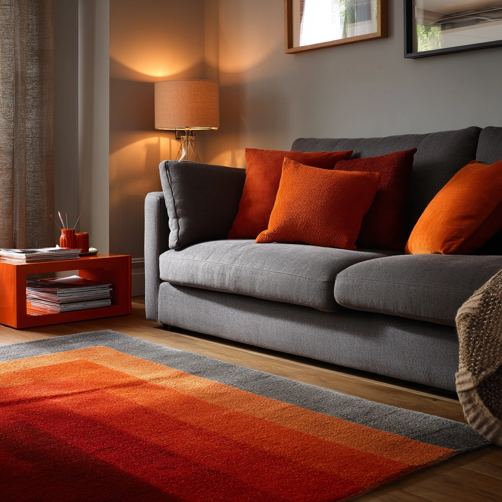grey and orange living room 32