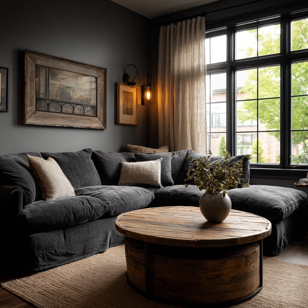 industrial farmhouse living room 13