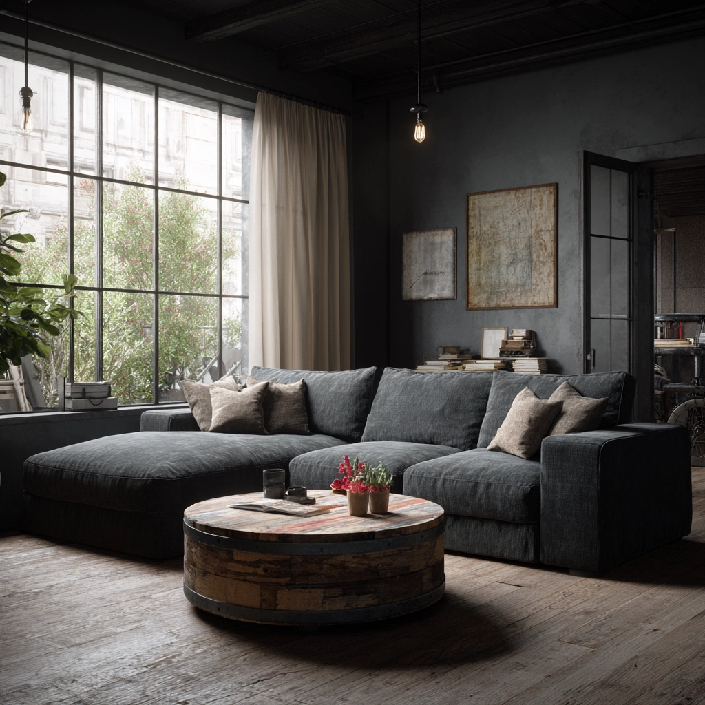industrial farmhouse living room 16