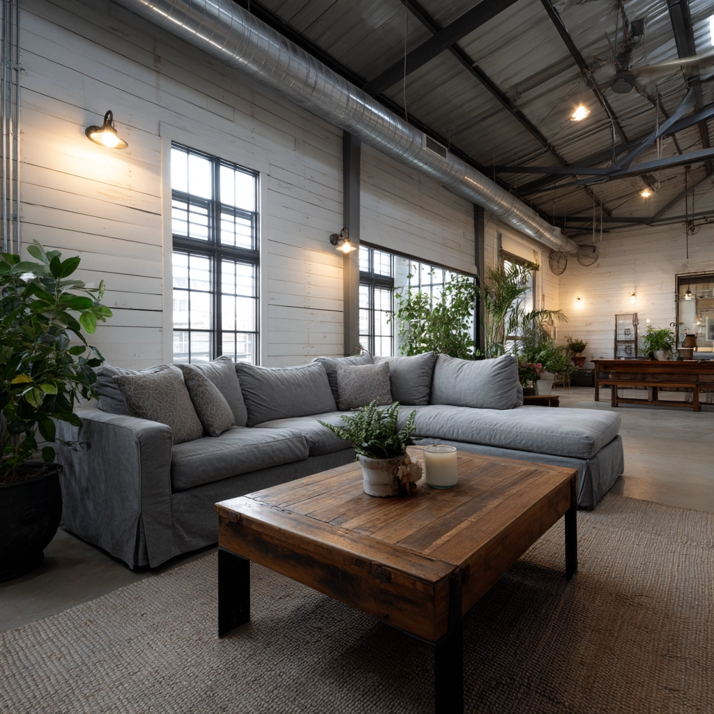 industrial farmhouse living room 23