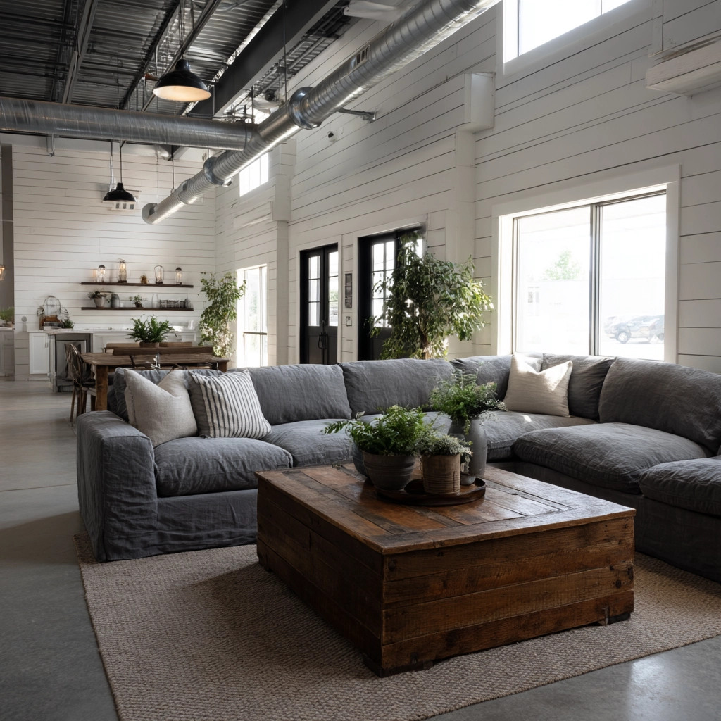 industrial farmhouse living room 24