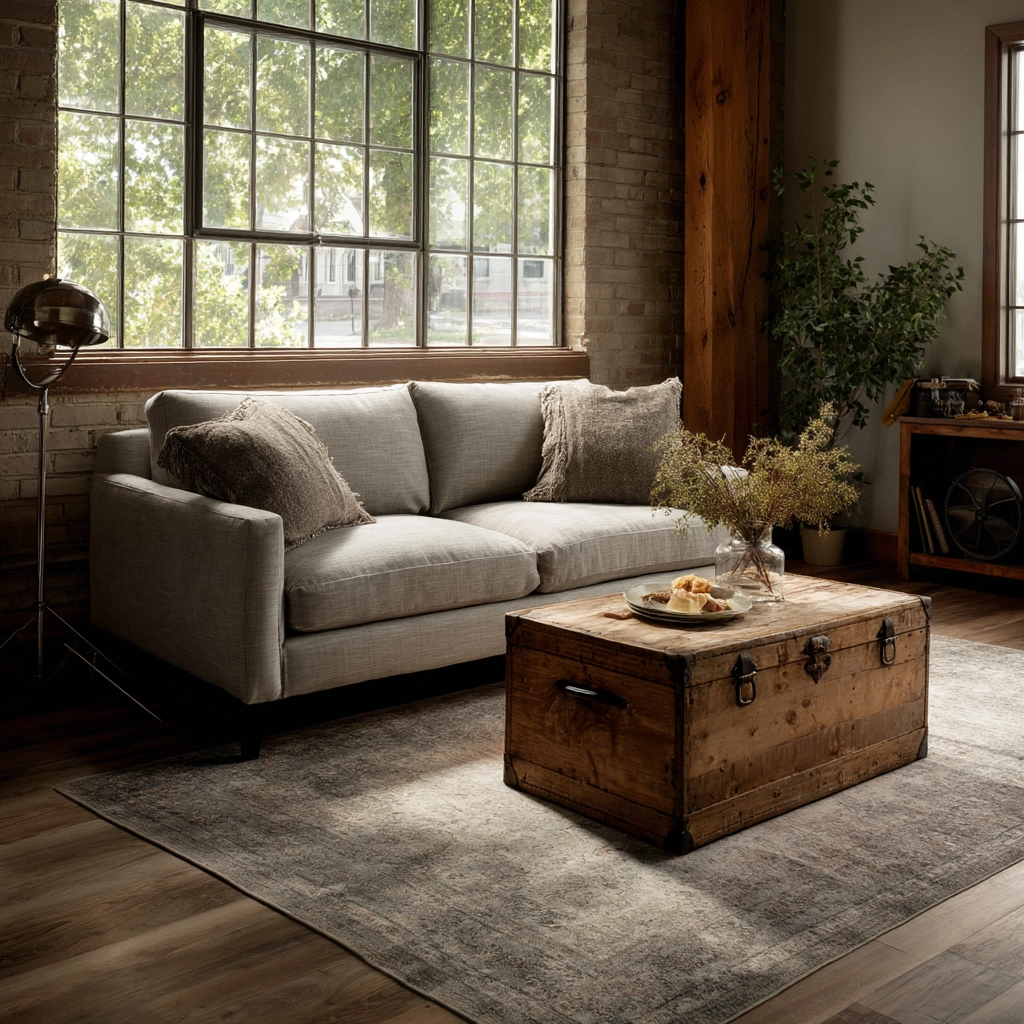 industrial farmhouse living room 32