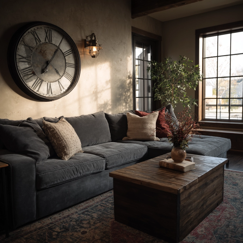 industrial farmhouse living room 46