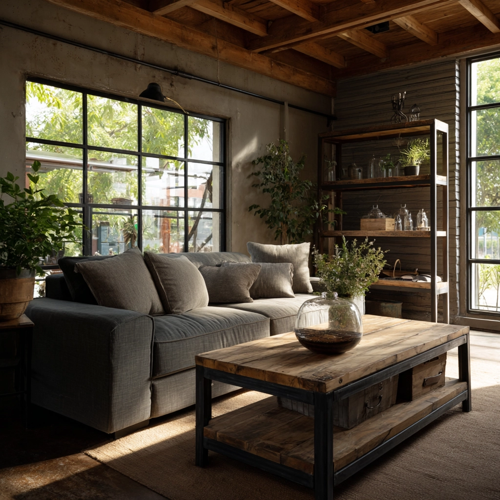 industrial farmhouse living room 54