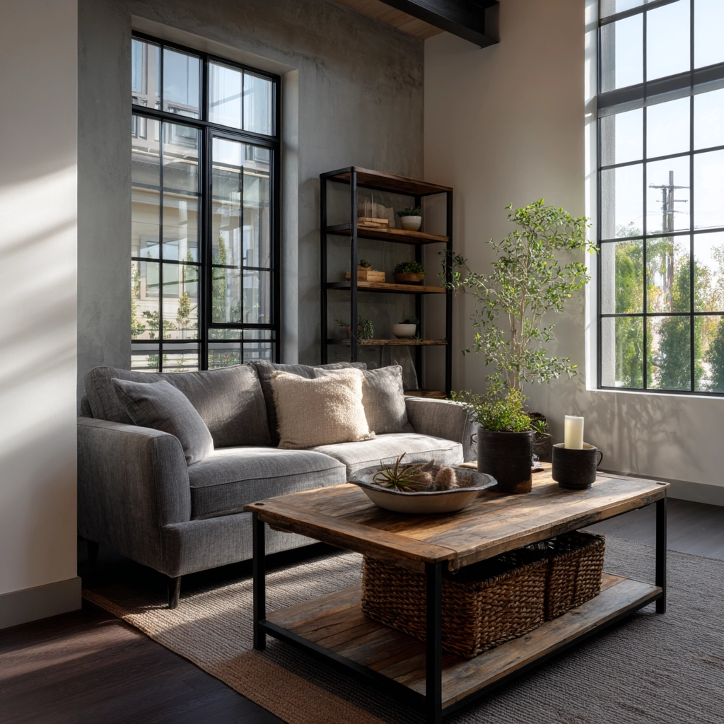 industrial farmhouse living room 56