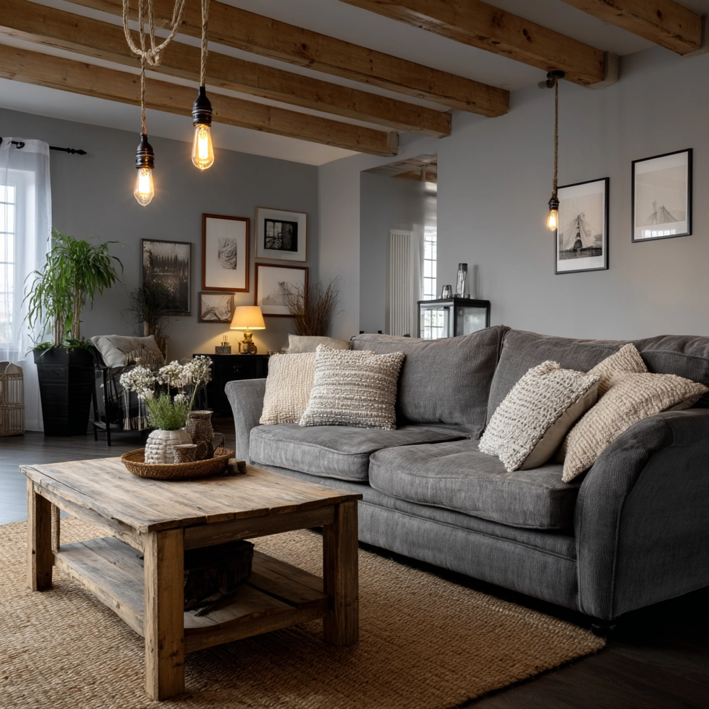 industrial farmhouse living room 6