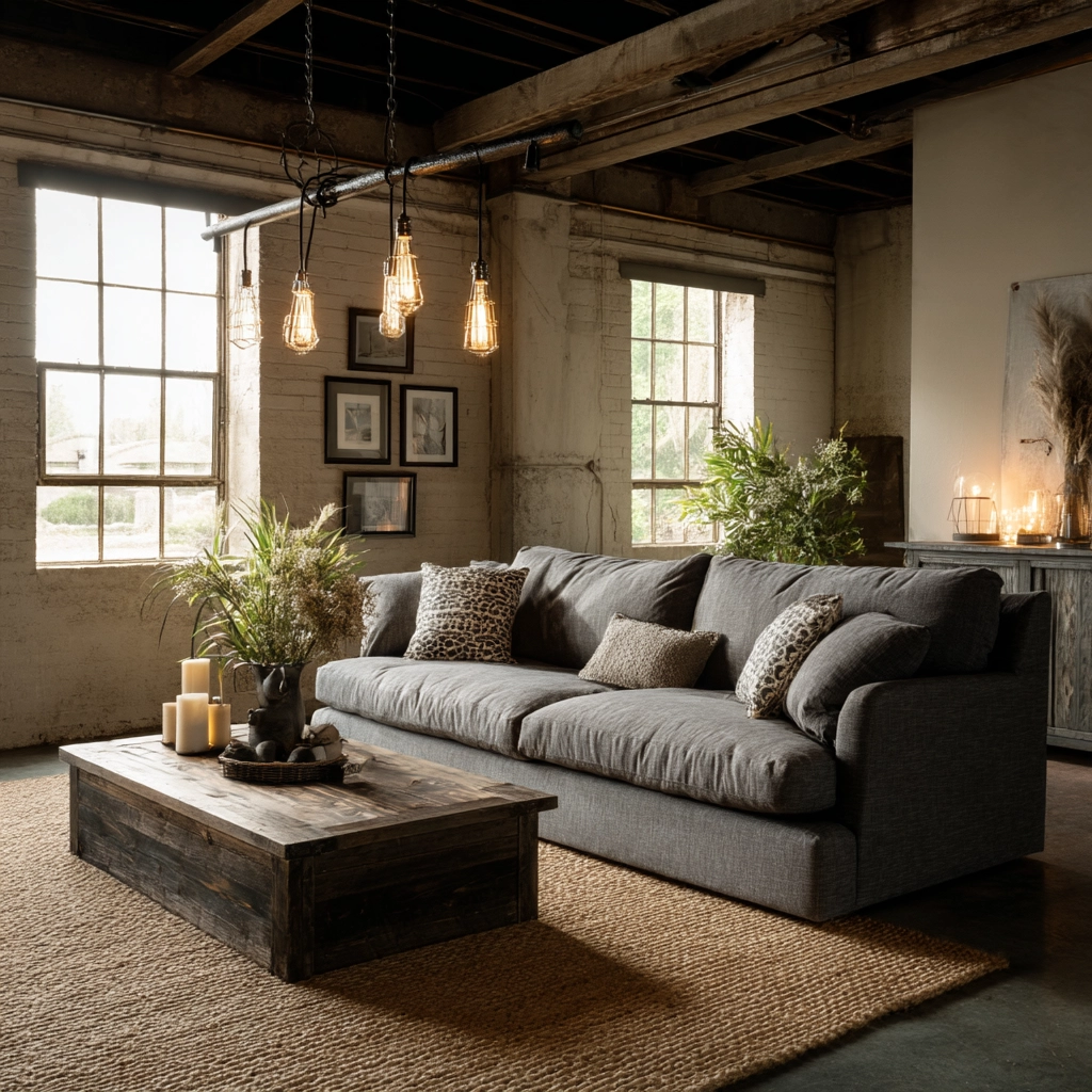 industrial farmhouse living room 7
