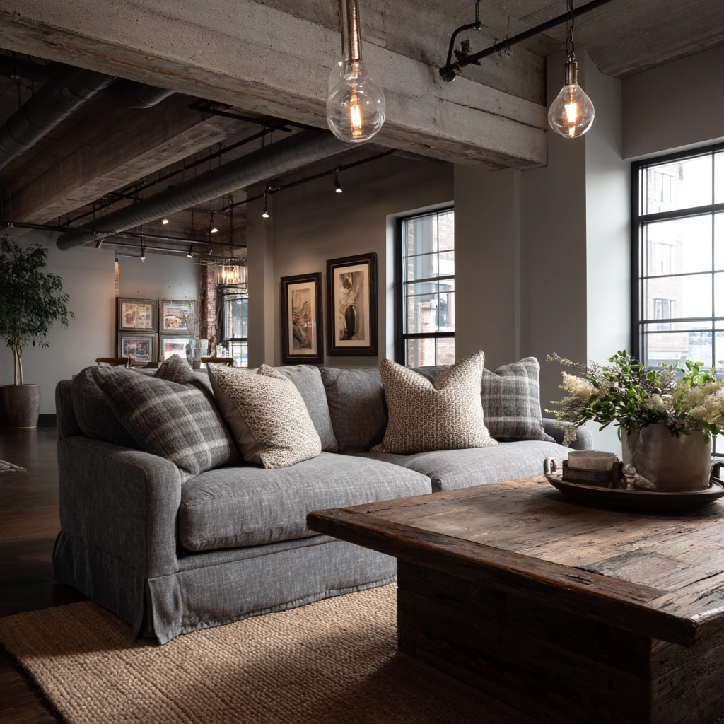 industrial farmhouse living room 8