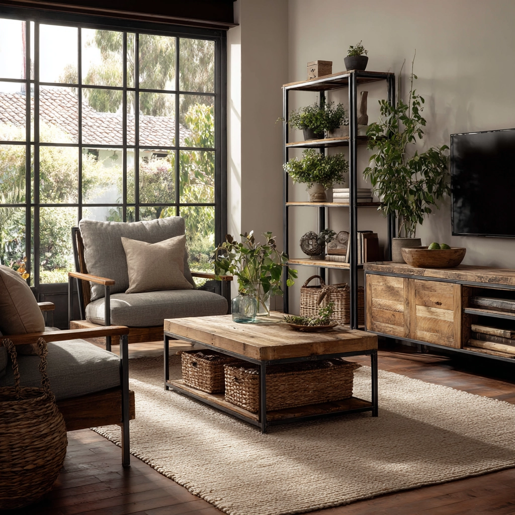 industrial farmhouse living room 9